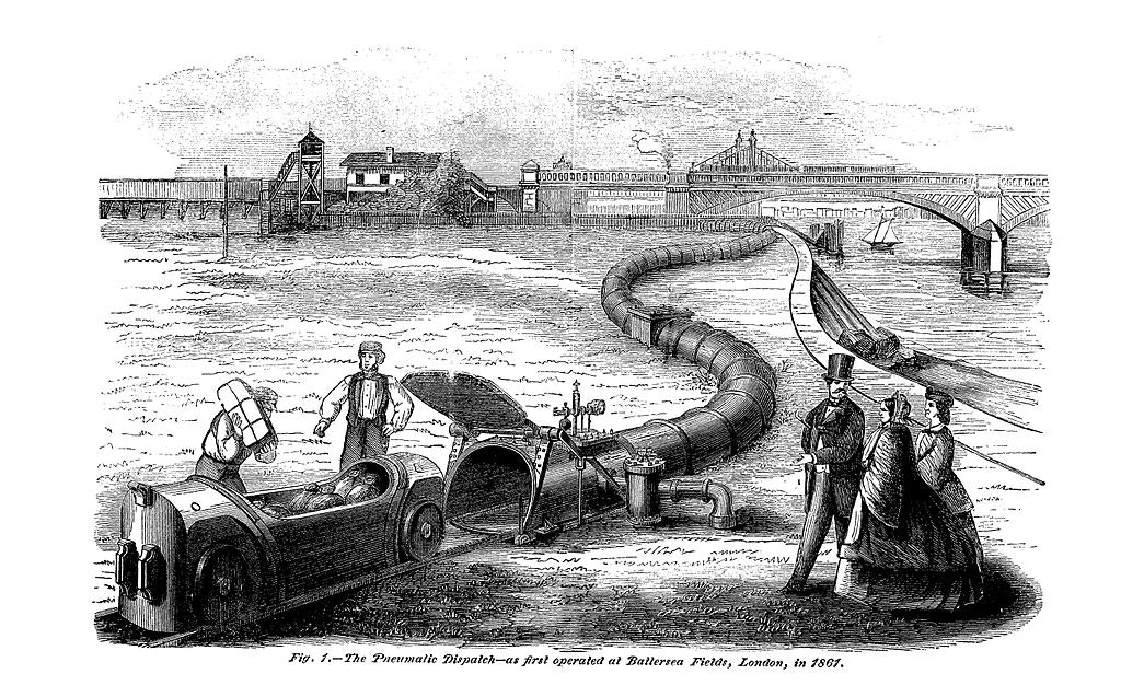 Engraving of the London Pneumatic Despatch railway